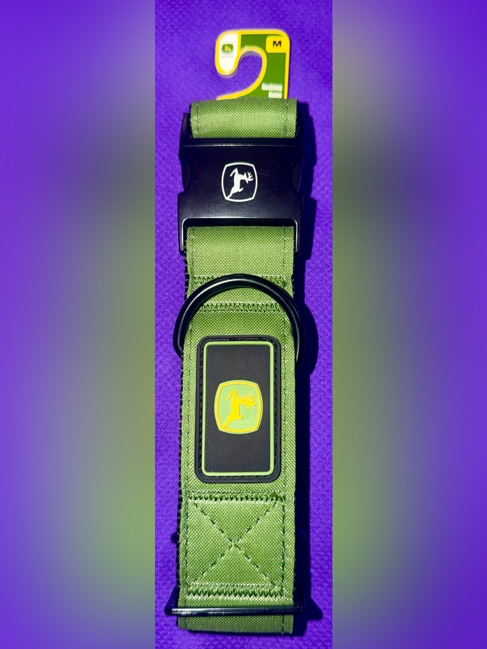 🐕 John Deere Green Dog Collar with Yellow Logo Accent